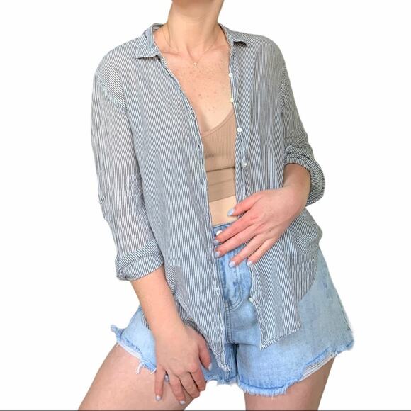 Xirena Easton Striped Button Down Shirt XS - Picture 2 of 12